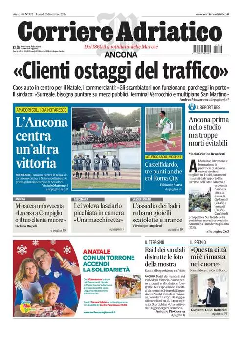 Prima-pagina-corriere adriatico-edizione-di-oggi-02-12-2024